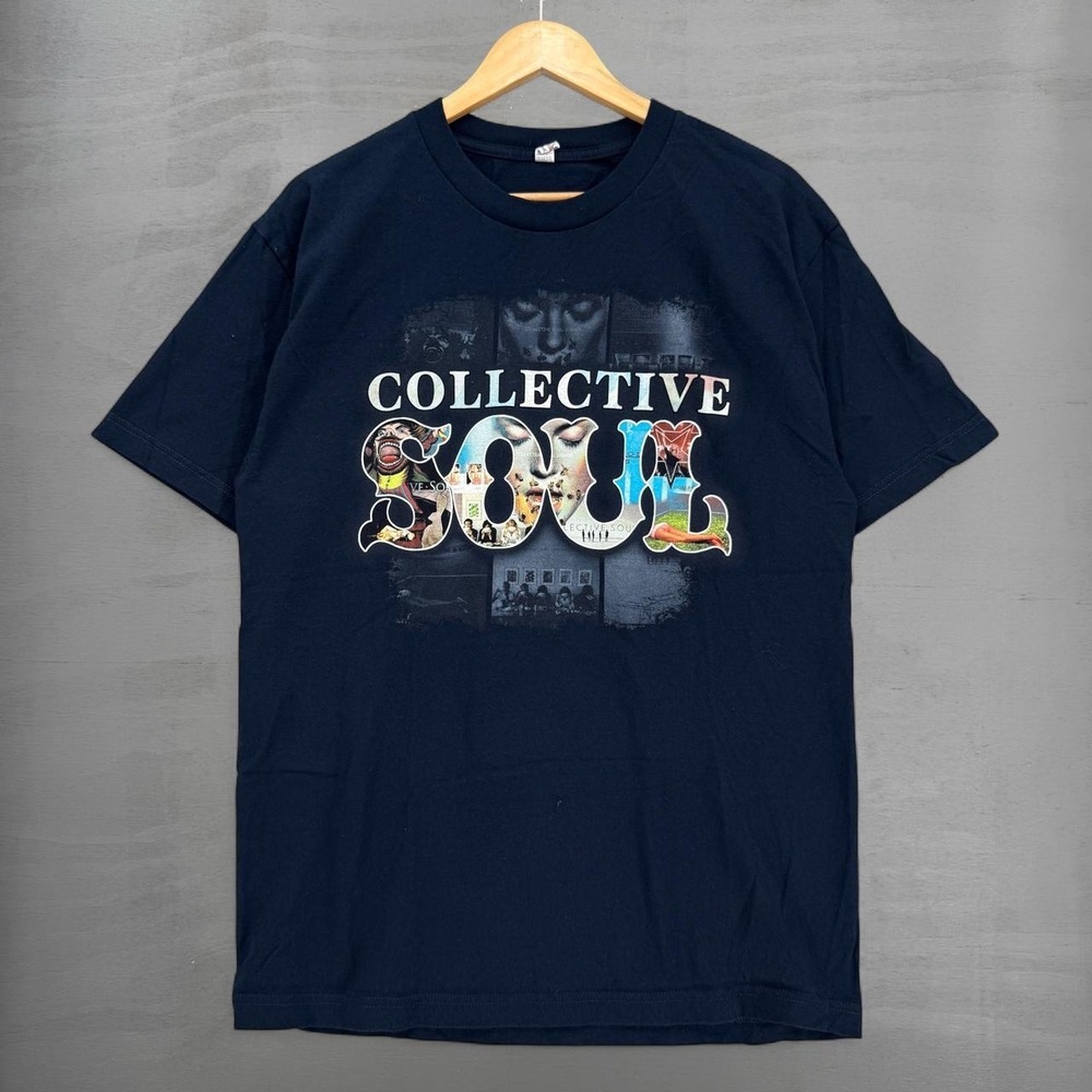 Collective Soul Band Tee Navy Blue Tour Graphic Print‎ Shirt Size Large